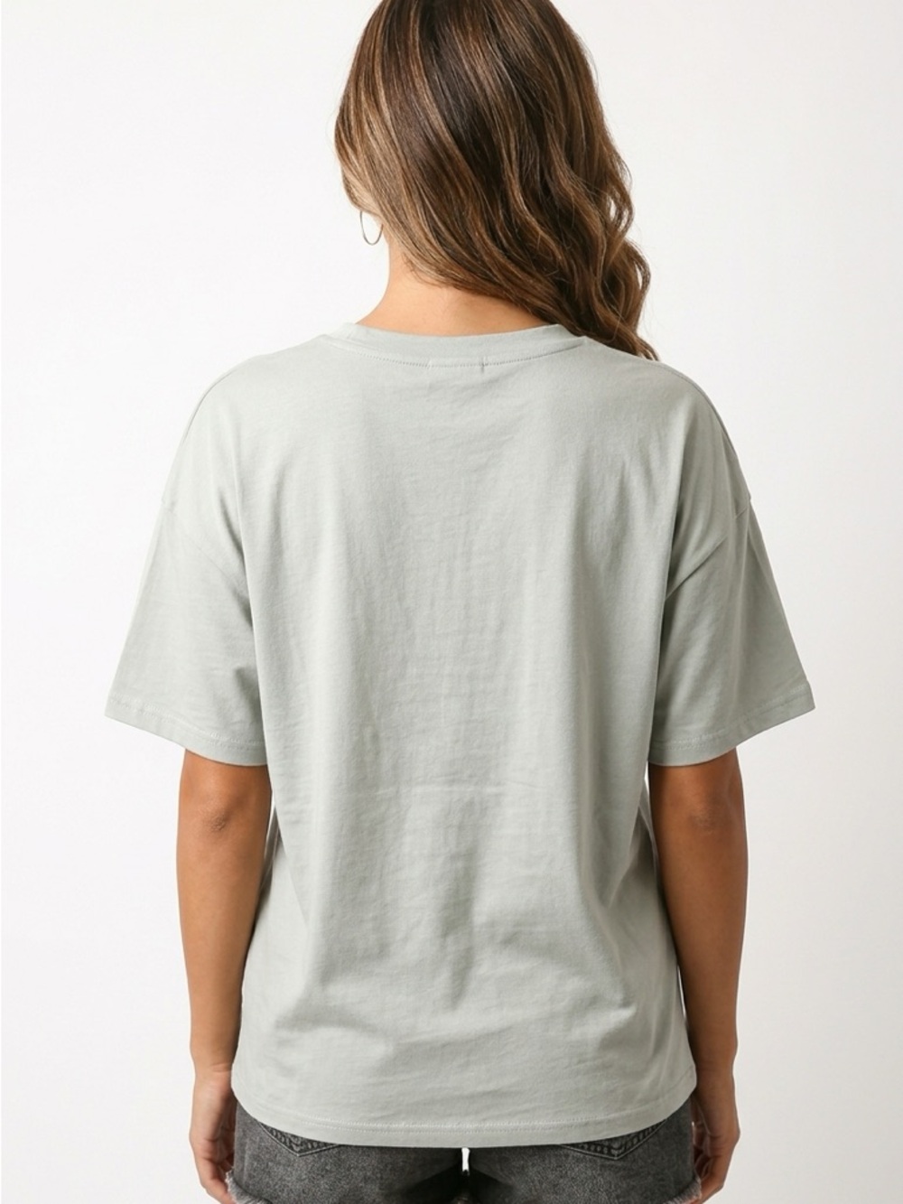 Light Blue Star-Stripe USA FLAG Oversized Graphic Tee - Women Sz medium American - Picture 4 of 4